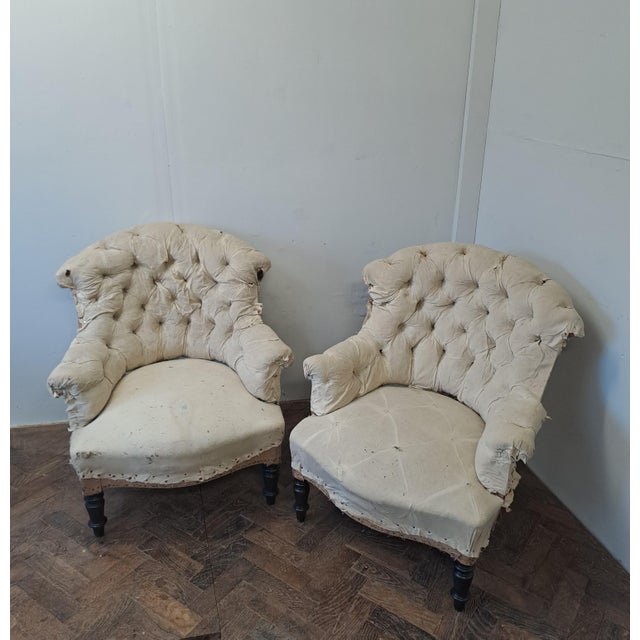 Wood Napoleon III Upholstered Armchairs, 1880s, Set of 2 For Sale - Image 7 of 7