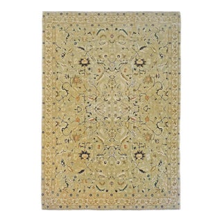 21st Century Turkish Agra Wool 9x13 Light Olive and Khaki Handmade Area Rug #1141219 For Sale