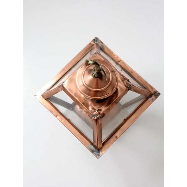 Vintage Copper Lantern Light Fixture With Brass Eagle Finial For Sale - Image 17 of 18