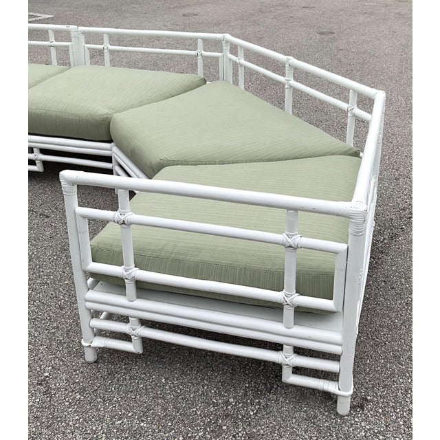 Vintage Rattan and Fabric Sectional Sofa After Ficks Reed For Sale - Image 12 of 18
