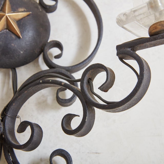 Black Iron + Glass Wall Sconce, France 1950s - 2 Available For Sale - Image 9 of 12