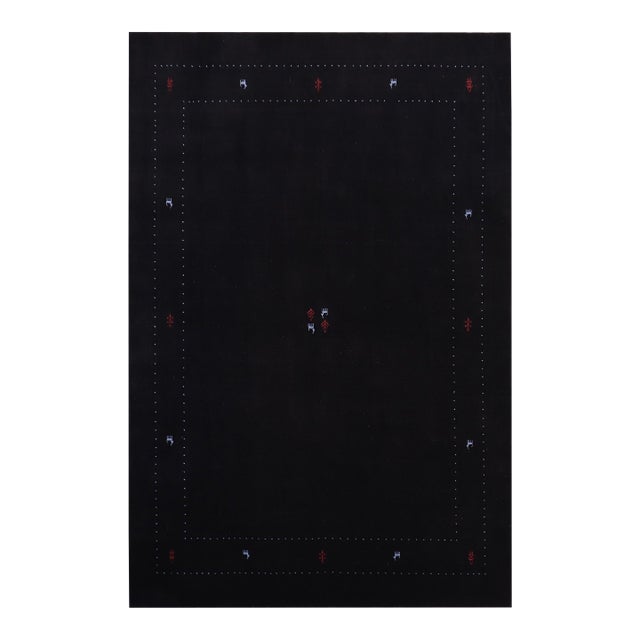 Abstract Gabbeh Black Wool Rug - 8'2''x9'10'' For Sale