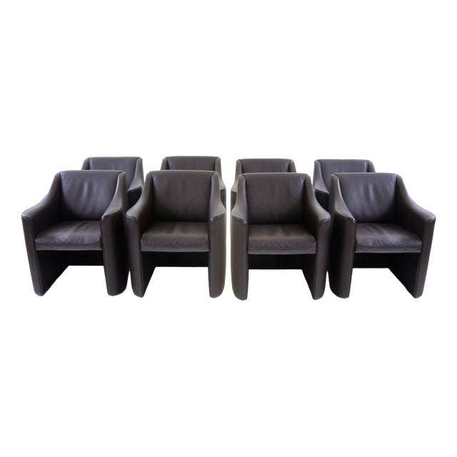 Buffalo Leather Chairs by Luigi Massoni and Pier Giorgio Cazzaniga for Matteo Grassi, 1990s, Set of 8 For Sale