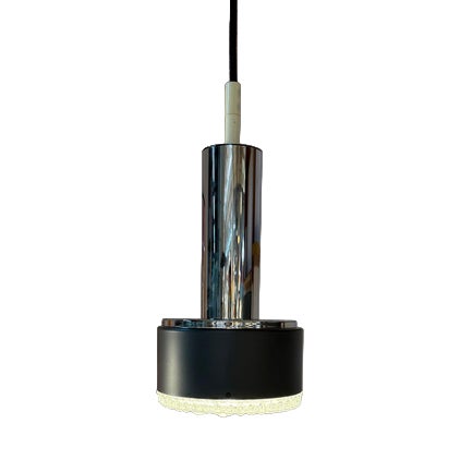 Model 5024 Pendant Lamp in Structured Glass and Chrome from Staff For Sale