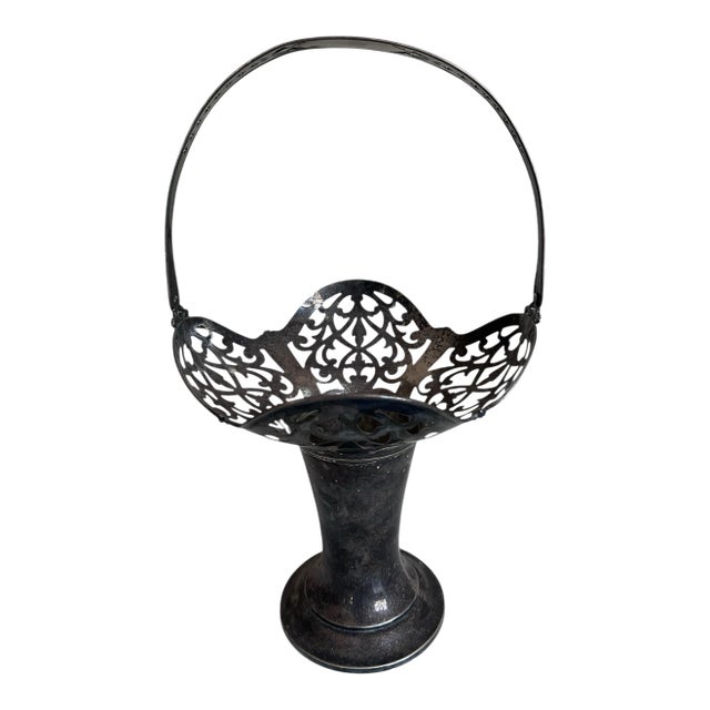 Vintage Pierced Silverplate Basket by Pairpoint For Sale