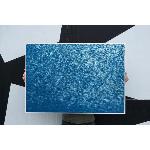 Contemporary Serene Cove Waters in the Mediterranean, Nautical Cyanotype Print of a Greek Cove, Limited Edition by Kind of Cyan, 2020 For Sale - Image 3 of 11