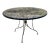 Mid 20th Century Round Wrought Iron Table W/Umbrella Hole Mesh Top Salterini Woodard Style Outdoor For Sale