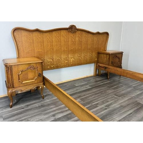 Vintage French Louis Double Bed Frame with Bedside Tables For Sale - Image 9 of 16
