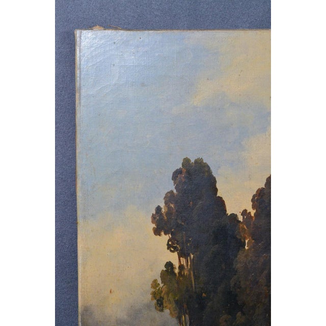 Late 19th Century Antique Romantic Landscape Oil Painting With Figures and Rocky Scenery For Sale - Image 5 of 11