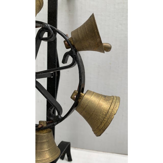Mission Iron Crank Brass Bell Wheel Entry Doorbell For Sale - Image 3 of 5