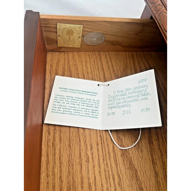 1990s Vintage Baker Furniture Writing Table Historic Charleston Chippendale Mahogany For Sale - Image 5 of 13