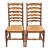 Baker Furniture Style English Country Rustic Carved Solid Oak Ladder Back Dining Chairs With Rush Seats, Pair For Sale