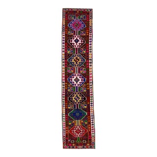 Vintage Turkish Handmade Ruby-Red Tribal Wool Runner For Sale