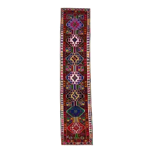 Vintage Turkish Handmade Ruby-Red Tribal Wool Runner