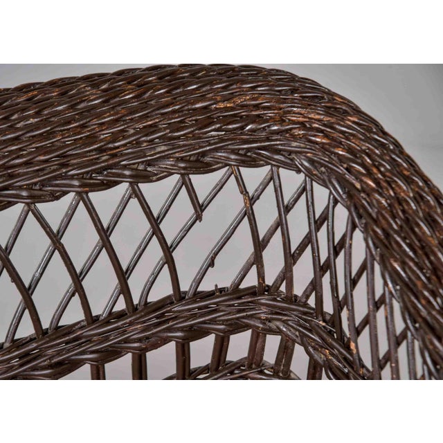 Victorian Wicker Settee With Diamond Lattice Weave For Sale - Image 10 of 12