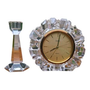 Vintage Linden Crystal Quartz Desk Clock With Faceted Glass Case