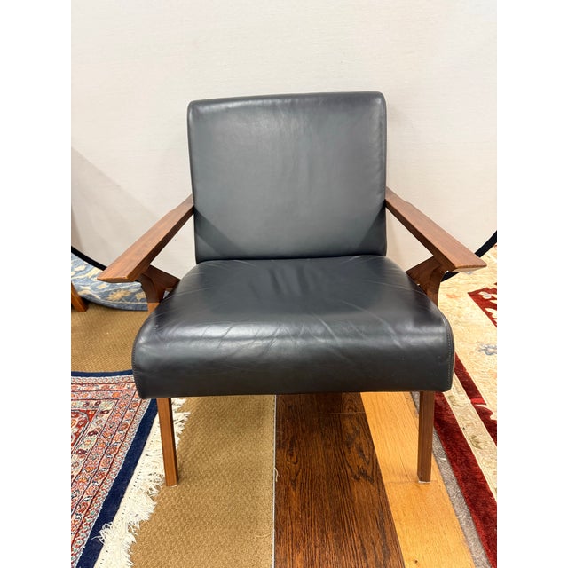 Wood Mid Century Style Pair of Chairs and Ottoman 3 PCS For Sale - Image 7 of 8
