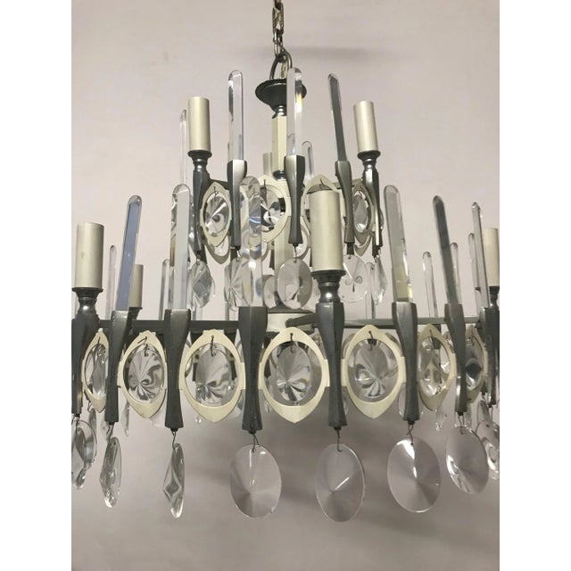 Cream Vintage Italian Chandelier by Gaetano Sciolari For Sale - Image 8 of 10
