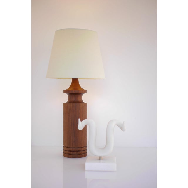 Large Mid-Century Modern Danish Teak Table Lamp For Sale - Image 6 of 12