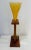 Mid 20th Century Amber Empoli Glass Vase on Wood Stand For Sale - Image 4 of 9