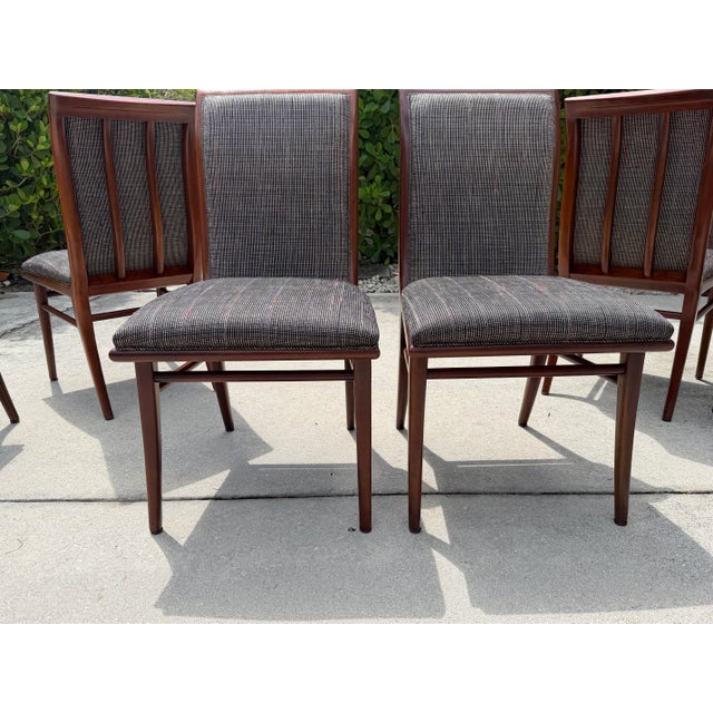Vintage Mid-Century Sculptural Walnut Dining Chairs With Sabre Legs, Set of 6 For Sale - Image 9 of 18
