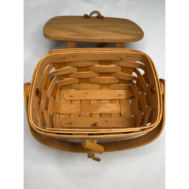 Arts & Crafts Longaberger Handwoven Lidded Basket For Sale - Image 12 of 12