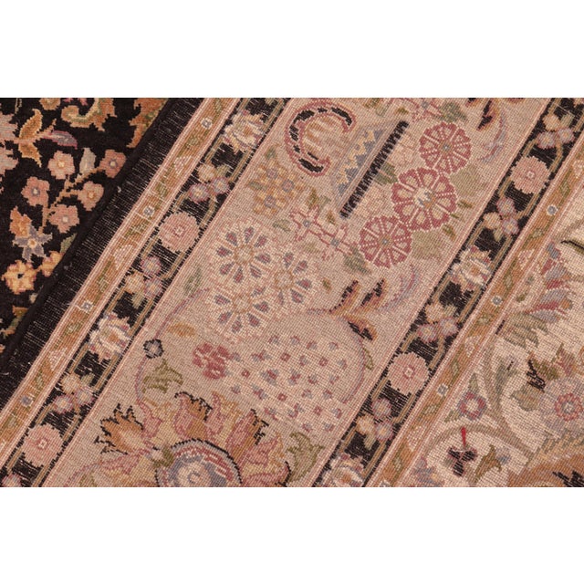 Textile Shabby Chic Medallion 1990's Pak-Persian Black/Taupe Wool Rug - 6'2'' X 9'2'' For Sale - Image 7 of 9