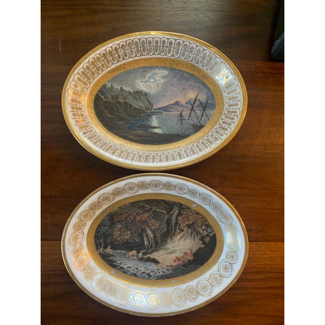 Gold Pair of Antique Late 19th Century Hand-Painted Dishes For Sale - Image 8 of 8