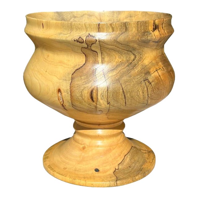 Late 20th Century Signed Hand-Turned Burlwood Vessel, Santa Fe Studio Craft For Sale