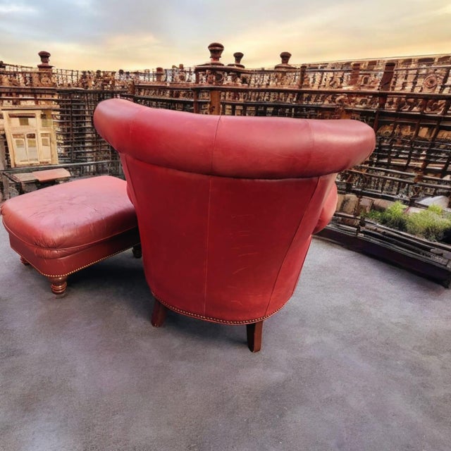 A Timeless Classic: The Vintage Chesterfield Genuine Leather Wingback Chair by Largo For Sale - Image 12 of 12