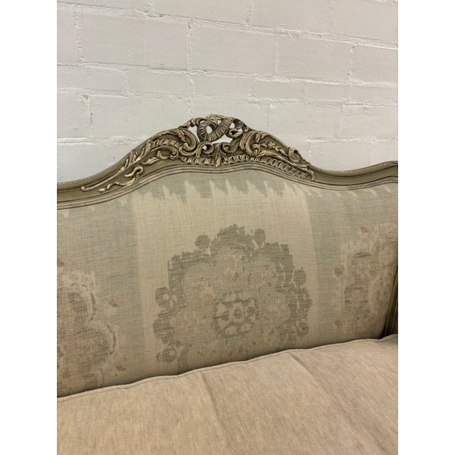 Late 20th Century Vintage French Louis XV Style Painted Bergère Settee For Sale - Image 5 of 15