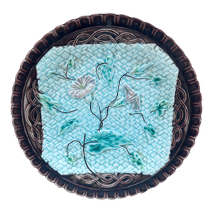 German Majolica Morning Glory Plate Circa 1900