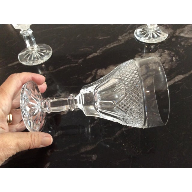 A beautiful set of 3 vintage 6" tall English cut crystal red wine glasses from the first half of 20th century. The mouth...