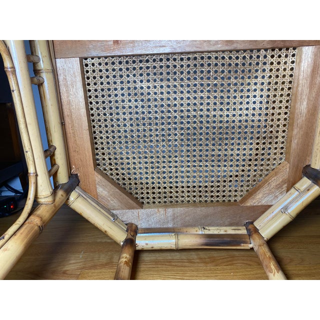 Mid 20th Century Vintage Brighton Pavilion Style Chinese Chippendale Rattan & Woven Cane Armchair For Sale - Image 11 of 12