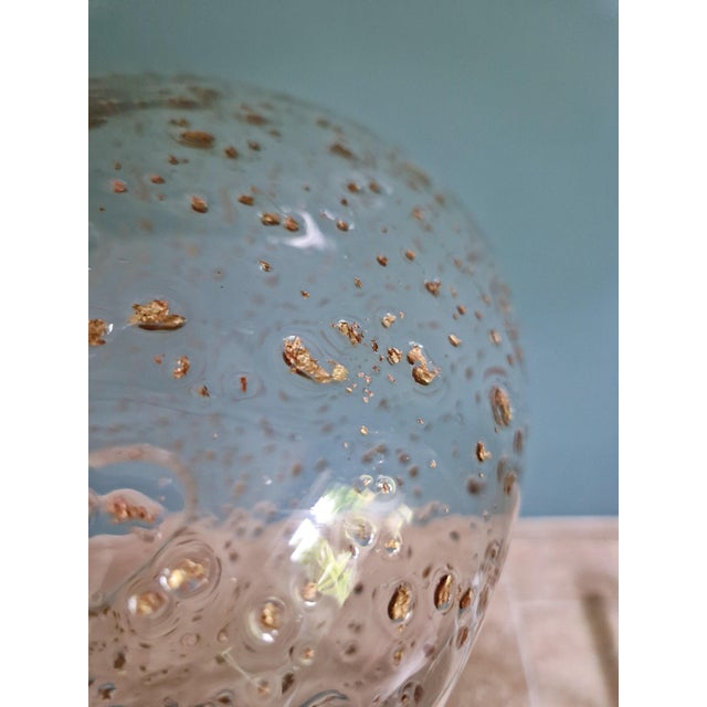 Large Vintage Pendant Light in Clear Glass Inlaid with Gold Glitter, Germany, 1970 For Sale - Image 10 of 12