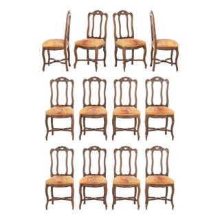 Louis XV Style Oak Dining Chairs, 12 For Sale