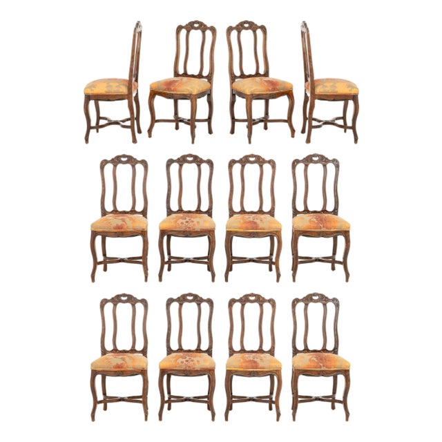 Louis XV Style Oak Dining Chairs, 12 For Sale