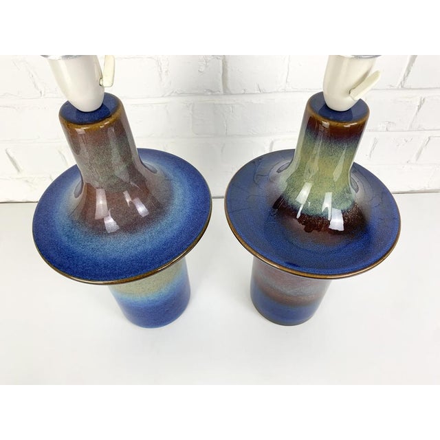 Blue UFO Ceramic Table Lamps from Søholm Stentoj, Denmark, 1960s, Set of 2 For Sale - Image 9 of 15
