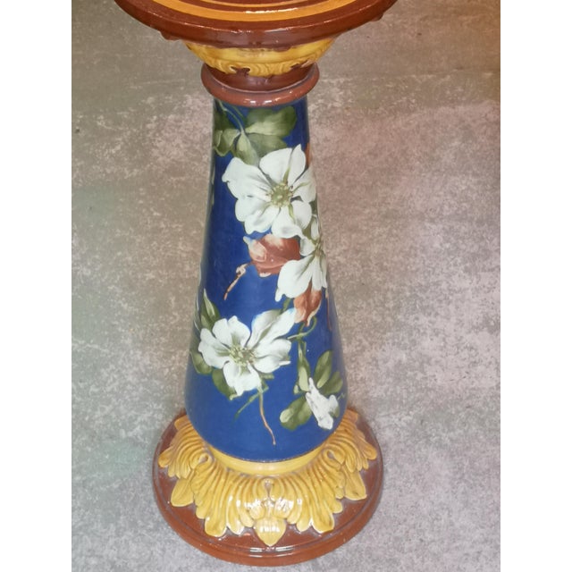 Blue Ceramic Planter and Stand, Set of 2 For Sale - Image 5 of 12