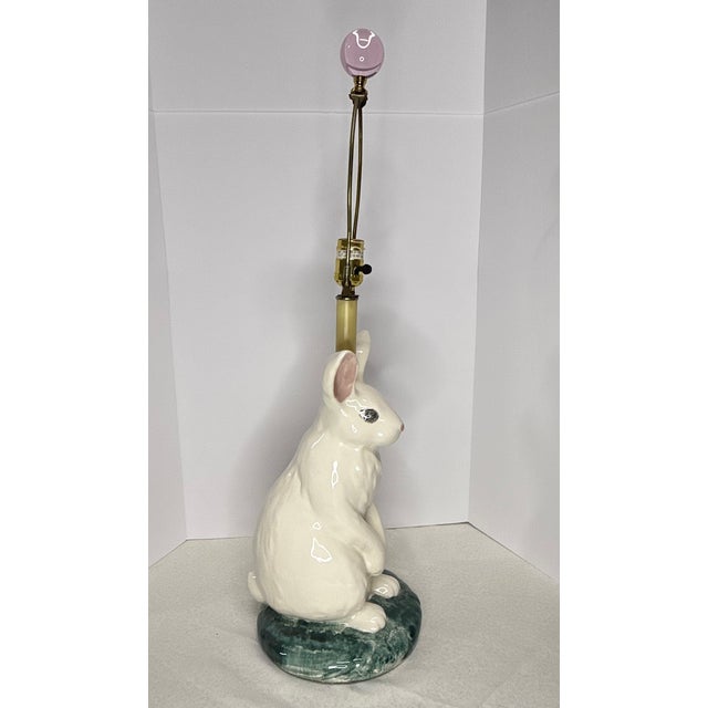 Figurative 1990s Rabbit Table Lamp With Green Base For Sale - Image 3 of 13