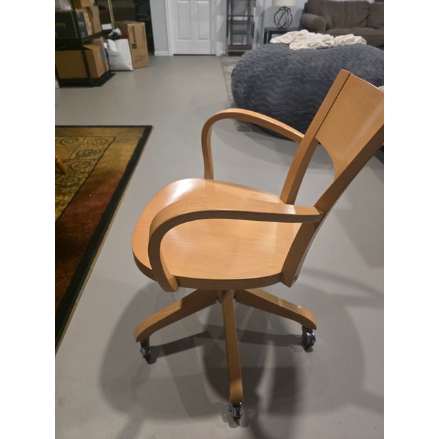 Tan Bentwood Swivel Office Chair by Antonio Calligaris For Sale - Image 8 of 8