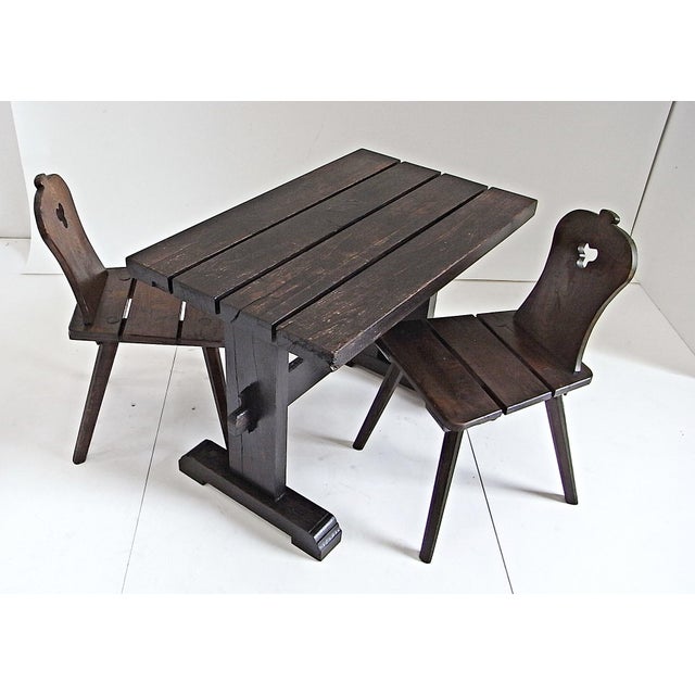 Alfons Garden Table with Chairs in Massive Oak, 1970s, Set of 3 For Sale - Image 3 of 18