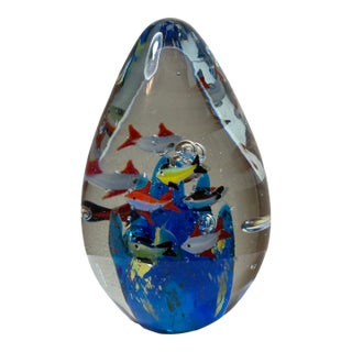 Vintage Murano Large Aquarium Paperweight For Sale