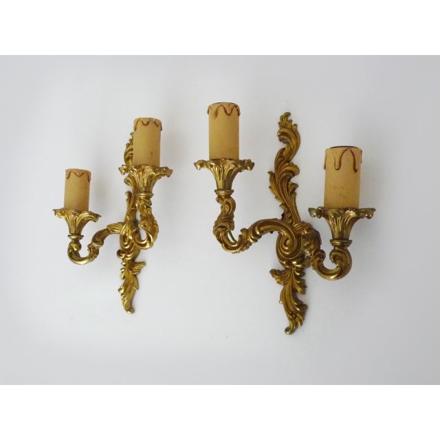 Double-Light Wall Lights in Brass, 1960s, Set of 2 For Sale - Image 3 of 8
