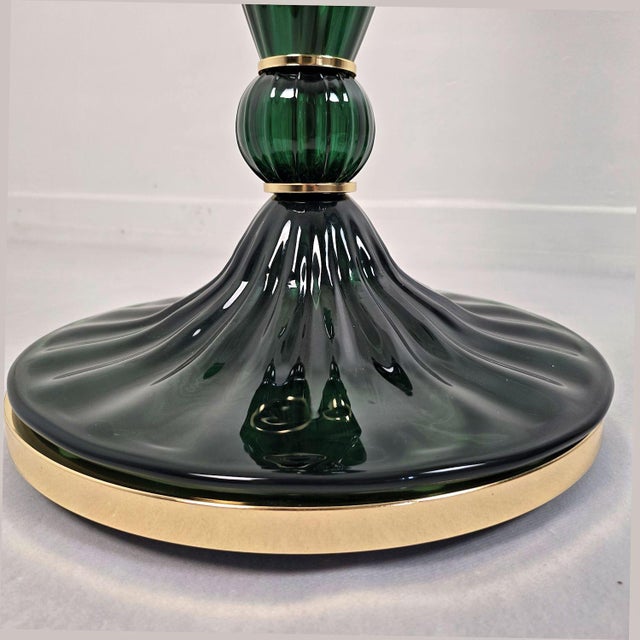 1980s Mid Century Modern, Murano Glass Green Floor Lamps - Pair For Sale - Image 10 of 15