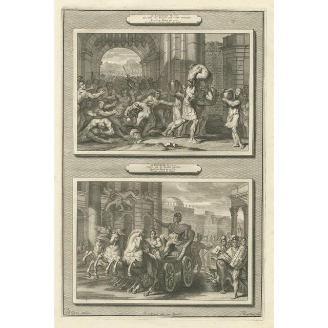 Pieter Mortier, A Lord Trampled at Samaria and the Death of Jezebel, Pieter 1700, Engraving For Sale - Image 12 of 12