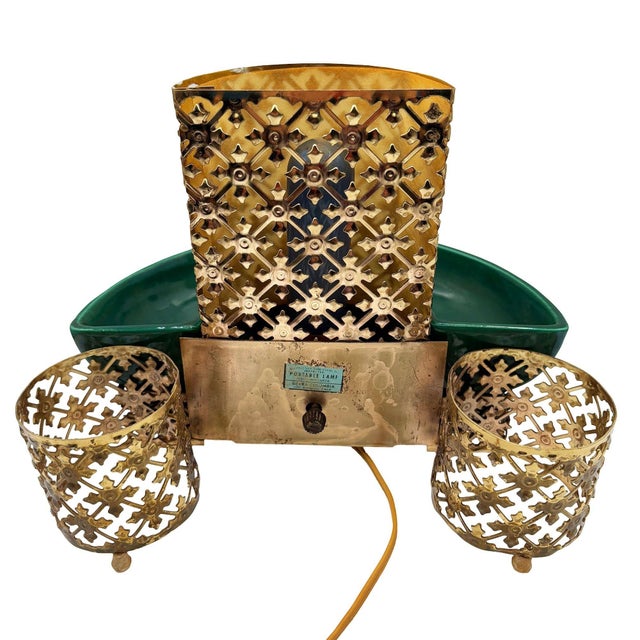 1950s Mid-Century Modern Regancy Brass & Ceramic Tv Lamp & Planter by Sierra Columbia For Sale - Image 4 of 11