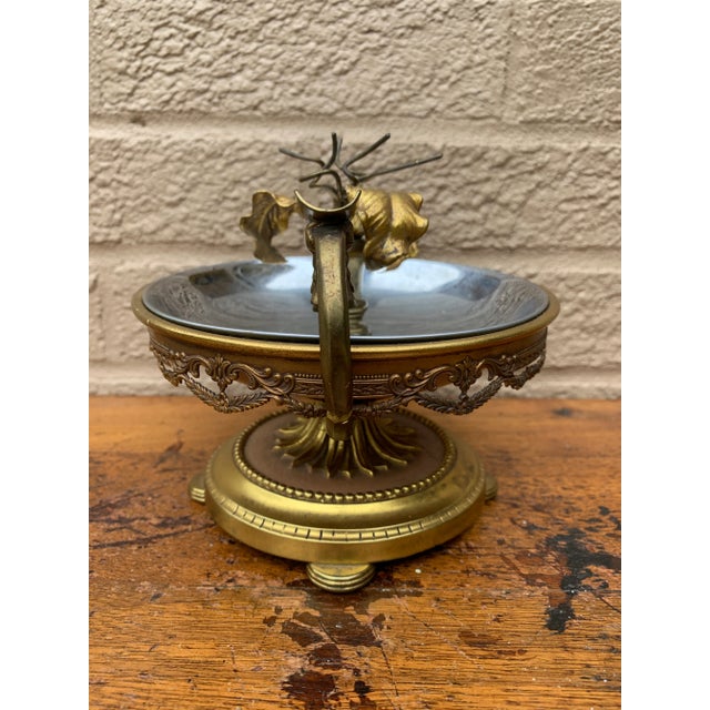 1940s Hollywood Regency Brass and Chrome Floral Ashtray For Sale - Image 9 of 12