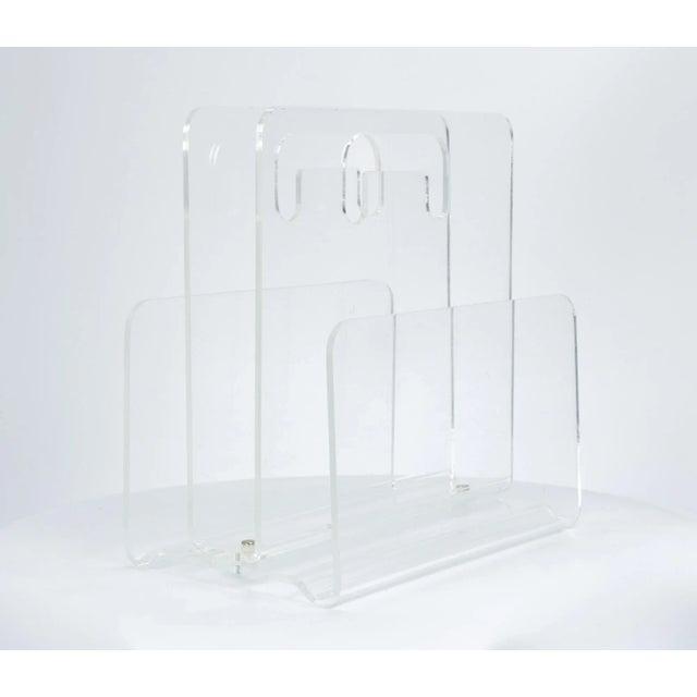 Transparent Mid Century Lucite Magazine Rack For Sale - Image 8 of 8