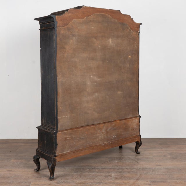 19th Century Danish Black Painted Oak Display Cabinet Vitrine Bookcase For Sale - Image 16 of 16
